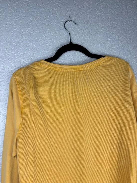 NWT Sundance Women XL Mustard Aztec Embroidered Waffle Knit Thermal Top - Picture 8 of 11